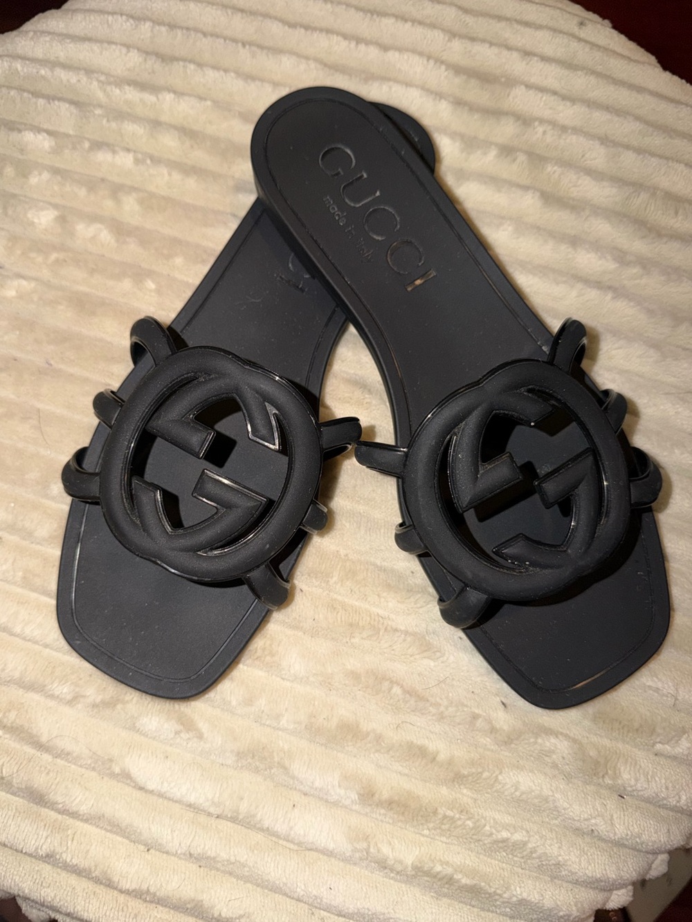 Gucci Black Interlocking G Slide Sandals